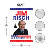 Jim Risch For Idaho Senate 2026 Garden Flag, Double Sided, 2026 Senate Flag, Elections Flag, Republican Sign, Race Red White & Blue Flag
