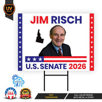Jim Risch For Idaho Senate 2026 Yard Sign, Corrugated Plastic Senate Elections, Republic Race Red White & Blue Yard Sign with Metal H-Stake
