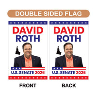 David Roth For Idaho Senate 2026 Garden Flag, Double Sided, 2026 Senate Flag, Elections Flag, Anti-Trump Sign, Race Red White & Blue Flag