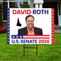 David Roth For Idaho Senate 2026 Yard Sign, Corrugated Plastic Senate Elections, Race Red White & Blue Yard Sign with Metal H-Stake