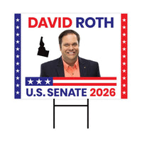 David Roth For Idaho Senate 2026 Yard Sign, Corrugated Plastic Senate Elections, Race Red White & Blue Yard Sign with Metal H-Stake