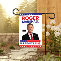 Roger Marshall For Kansas Senate 2026 Garden Flag, Double Sided, 2026 Senate Flag, Elections Flag, Republican, Race Red White & Blue Flag