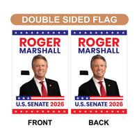 Roger Marshall For Kansas Senate 2026 Garden Flag, Double Sided, 2026 Senate Flag, Elections Flag, Republican, Race Red White & Blue Flag