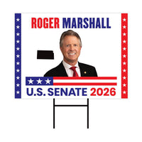 Roger Marshall For Kansas Senate 2026 Yard Sign, Corrugated Plastic Senate Elections, Race Red White & Blue Yard Sign with Metal H-Stake