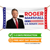 Roger Marshall For Kansas U.S. Senate Banner Sign, 13 oz Waterproof US Senate Election 2026, Republic Party Vinyl Banner With Metal Grommets