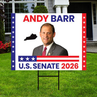 Andy Barr For Kentucky Senate 2026 Yard Sign, Corrugated Plastic Senate Elections, Race Red White & Blue Yard Sign with Metal H-Stake