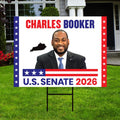 Charles Booker For Kentucky Senate 2026 Yard Sign, Corrugated Plastic Senate Elections, Race Red White & Blue Yard Sign with Metal H-Stake