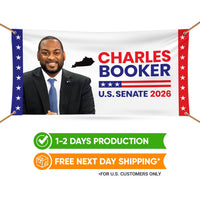 Charles Booker For Kentucky U.S. Senate Banner Sign, 13 oz Waterproof US Senate Election 2026, Senate Vinyl Banner With Metal Grommets