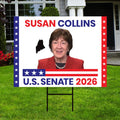 Susan Collins For Maine Senate 2026 Yard Sign, Corrugated Plastic Senate Elections, Race Red White & Blue Yard Sign with Metal H-Stake