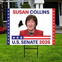 Susan Collins For Maine Senate 2026 Yard Sign, Corrugated Plastic Senate Elections, Race Red White & Blue Yard Sign with Metal H-Stake