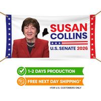 Susan Collins For Maine U.S. Senate Banner Sign, 13 oz Waterproof US Senate Election 2026, Senate Vinyl Banner With Metal Grommets