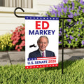 Ed Markey For Massachusetts Senate 2026 Garden Flag, Double Sided, 2026 Senate Flag, Elections Flag, Anti-Trump, Race Red White & Blue Flag