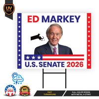 Ed Markey For Massachusetts Senate 2026 Yard Sign, Corrugated Plastic Senate Elections, Race Red White & Blue Yard Sign with Metal H-Stake