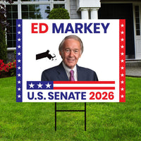 Ed Markey For Massachusetts Senate 2026 Yard Sign, Corrugated Plastic Senate Elections, Race Red White & Blue Yard Sign with Metal H-Stake