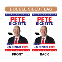 Pete Ricketts For Nebraska Senate 2026 Garden Flag, Double Sided, 2026 Senate Flag, Elections Flag, Republican, Race Red White & Blue Flag