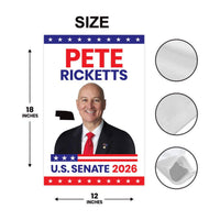 Pete Ricketts For Nebraska Senate 2026 Garden Flag, Double Sided, 2026 Senate Flag, Elections Flag, Republican, Race Red White & Blue Flag