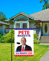 Pete Ricketts For Nebraska Senate 2026 Garden Flag, Double Sided, 2026 Senate Flag, Elections Flag, Republican, Race Red White & Blue Flag