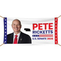 Pete Ricketts For Nebraska U.S. Senate Banner Sign, 13 oz Waterproof US Senate Election 2026, Republican Vinyl Banner With Metal Grommets