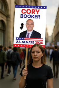 Cory Booker For New Jersey Senate 2026 Election Sign, Anti-Trump, Political Campaign Sign, Senate Election 2026 Race Poster Sign