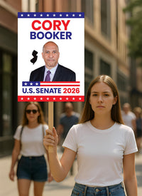 Cory Booker For New Jersey Senate 2026 Election Sign, Anti-Trump, Political Campaign Sign, Senate Election 2026 Race Poster Sign