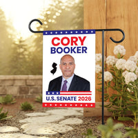 Cory Booker For New Jersey Senate 2026 Garden Flag, Double Sided, 2026 Senate Flag, Elections Flag, Anti-Trump, Race Red White & Blue Flag