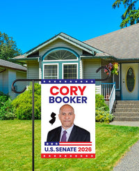 Cory Booker For New Jersey Senate 2026 Garden Flag, Double Sided, 2026 Senate Flag, Elections Flag, Anti-Trump, Race Red White & Blue Flag