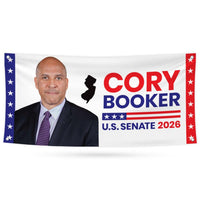 Cory Booker For New Jersey U.S. Senate Banner Sign, 13 oz Waterproof US Senate Election 2026, Democratic Vinyl Banner With Metal Grommets