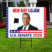 Ben Ray Luján For New Mexico Senate 2026 Yard Sign, Corrugated Plastic Senate Elections, Race Red White & Blue Yard Sign with Metal H-Stake