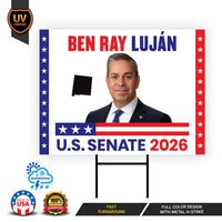 Ben Ray Luján For New Mexico Senate 2026 Yard Sign, Corrugated Plastic Senate Elections, Race Red White & Blue Yard Sign with Metal H-Stake