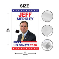 Jeff Merkley For Oregon Senate 2026 Garden Flag, Double Sided, 2026 Senate Flag, Elections Flag, Anti-Trump Sign, Race Red White & Blue Flag