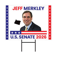 Jeff Merkley For Oregon Senate 2026 Yard Sign, Corrugated Plastic Senate Elections, Race Red White & Blue Yard Sign with Metal H-Stake