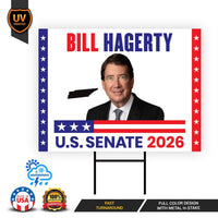 Bill Hagerty For Tennessee Senate 2026 Yard Sign, Corrugated Plastic Senate Elections, Race Red White & Blue Yard Sign with Metal H-Stake