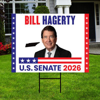Bill Hagerty For Tennessee Senate 2026 Yard Sign, Corrugated Plastic Senate Elections, Race Red White & Blue Yard Sign with Metal H-Stake