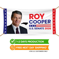 Roy Cooper For North Carolina U.S. Senate Banner Sign, 13 oz Waterproof US Senate Election 2026, Vinyl Banner With Metal Grommets