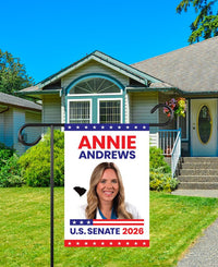 Annie Andrews For South Carolina Senate 2026 Garden Flag, Double Sided, 2026 Senate Flag, Elections Flag, Race Red White & Blue Flag