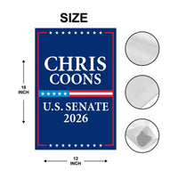 Chris Coons For Delaware Senate 2026 Garden Flag, Double Sided, 2026 Senate Flag, Elections Flag, Anti-Trump Sign, Race Red White Blue Flag
