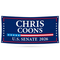 Chris Coons For Delaware U.S. Senate Banner Sign, 13 oz Waterproof US Senate Election 2026, Democrate Vinyl Banner With Metal Grommets