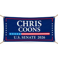 Chris Coons For Delaware U.S. Senate Banner Sign, 13 oz Waterproof US Senate Election 2026, Democrate Vinyl Banner With Metal Grommets