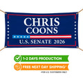Chris Coons For Delaware U.S. Senate Banner Sign, 13 oz Waterproof US Senate Election 2026, Democrate Vinyl Banner With Metal Grommets