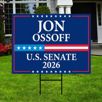 Jon Ossoff For Georgia Senate 2026 Yard Sign, Corrugated Plastic Senate Elections, Race Red White & Blue Yard Sign with Metal H-Stake