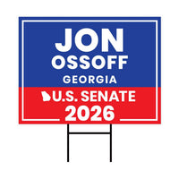 Jon Ossoff For Georgia Senate 2026 Yard Sign, Corrugated Plastic Senate Elections, Race Red White & Blue Yard Sign with Metal H-Stake