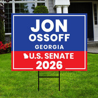 Jon Ossoff For Georgia Senate 2026 Yard Sign, Corrugated Plastic Senate Elections, Race Red White & Blue Yard Sign with Metal H-Stake