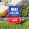 Mike Collins For Georgia Senate 2026 Garden Flag, Double Sided, 2026 Senate Flag, Elections Flag, Anti-Trump, Race Red White & Blue Flag