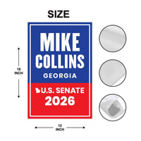 Mike Collins For Georgia Senate 2026 Garden Flag, Double Sided, 2026 Senate Flag, Elections Flag, Anti-Trump, Race Red White & Blue Flag