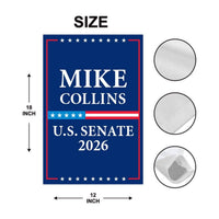 Mike Collins For Georgia Senate 2026 Garden Flag, Double Sided, 2026 Senate Flag, Elections Flag, Anti-Trump, Race Red White & Blue Flag