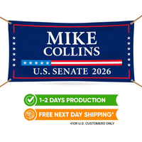 Mike Collins For Georgia U.S. Senate Banner Sign, 13 oz Waterproof US Senate Election 2026, Republican Party Vinyl Banner With Metal Grommet