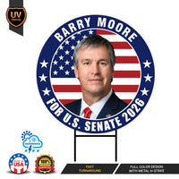 Barry Moore For Alabama Senate 2026 Yard Sign, Corrugated Plastic Senate Elections, Race Red White & Blue Yard Sign with Metal H-Stake