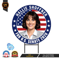 Hallie Shoffner For Arkansas Senate 2026 Yard Sign, Corrugated Plastic Senate Elections Race Red White & Blue Yard Sign with Metal H-Stake