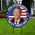 John Hickenlooper For Colorado Senate 2026 Yard Sign, Corrugated Plastic Senate Elections, Race Red White & Blue Yard Sign with Metal HStake