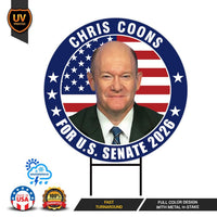 Chris Coons For Delaware Senate 2026 Yard Sign, Corrugated Plastic Senate Elections, Race Red White & Blue Yard Sign with Metal H-Stake